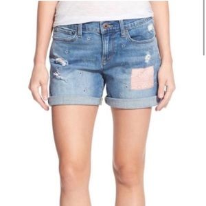 Lucky Brand The Roll Up Star Embroidered Patchwork Shorts - Size 0/25